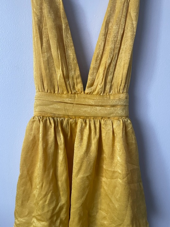 Lulu's Golden Yellow Tiered V-Neck Dress - Picture 3 of 5